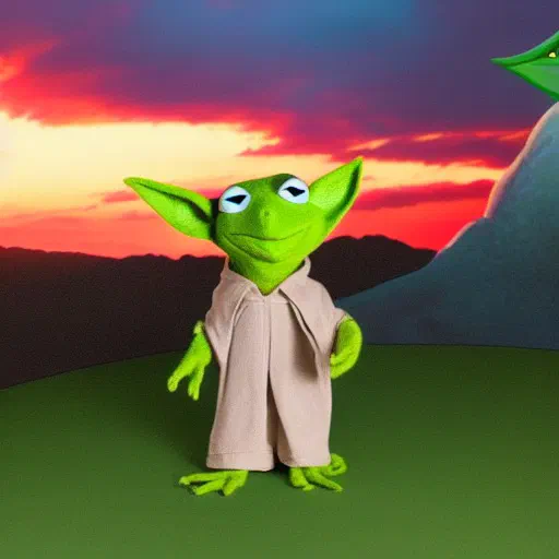 Kermit dressed as Yoda - Stable Diffusion