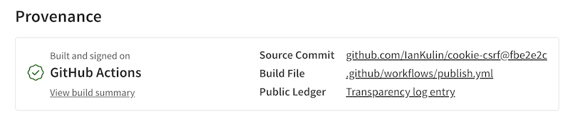 npm GitHub Provenance badge