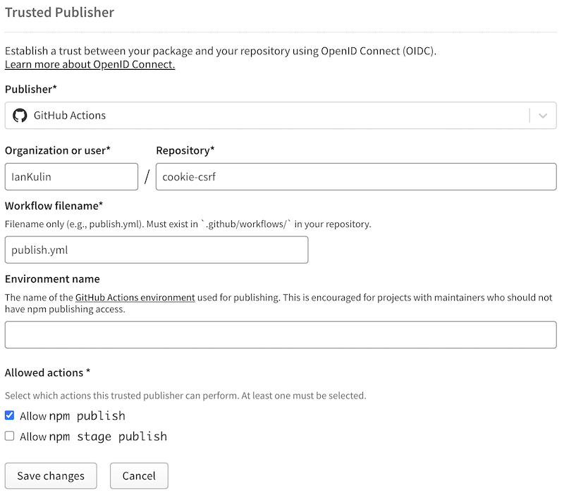Trusted Provider settings