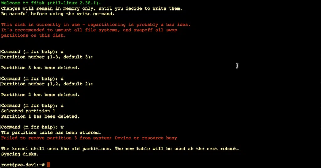 fdisk screenshot